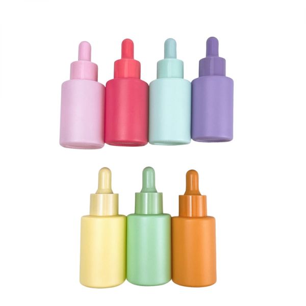 Quality Frosted Matte Colorful 1oz Dropper Bottle 30ml Cosmetic Personal Care Serum Essential Oil wholesale