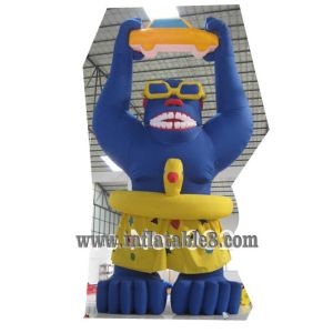 Cheap advertising inflatable gorilla with swimming ring model with custom words printing for sale