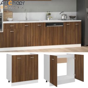 Particle Board Kitchen Cabinets in Industrial Style with Artificial Quartz