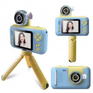 Cheap 180 Degree Kids Digital Cameras Blue 10.4x5.4x3.6cm Waterproof for sale