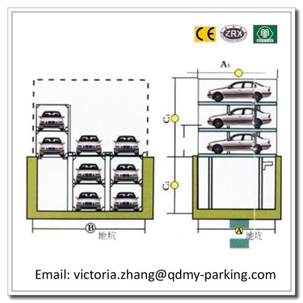 Pit Design 2 Level Mechanical Parking Equipment Automated Vertical Car Parking