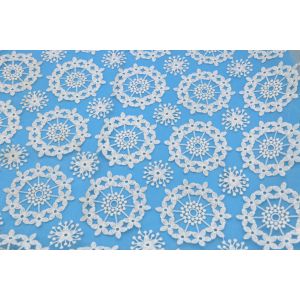 Nylon Mesh Embroidered Allover Lace Fabric With Polyester Yarn Snowflake Style