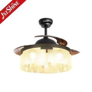 230V Midcentury Design Warm Lighting Ceiling Fan with Hidden Blades and Remote