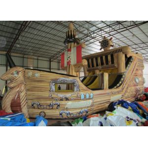 Big Dinosaur Inflatable Pirate Ship With Slide Enviroment - Friendly