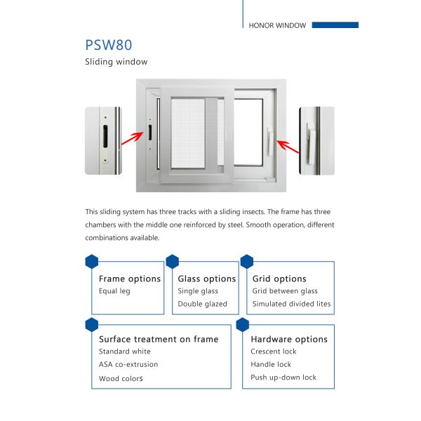 Hurricane Impact UPVC Double Glazed Modern Window Design Soundproof Sliding