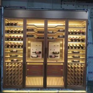 Custom Metal Wine Cabinets And Wine Rack Shelf With Cooler