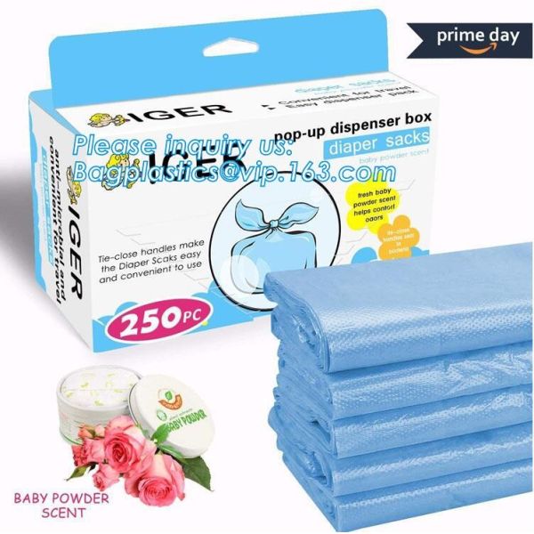 Baby nappy bag with scented diaper sacks, Diapers bag for newborn,disposable diaper sacks, 3 mil packaging biodegradable