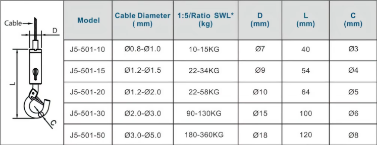 Customize Hanging Aircraft Adjustable Steel Cable Gripper With Snap Hook