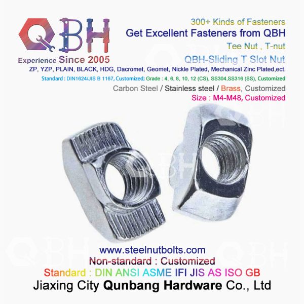 QBH 4040 Series Industrial Aluminum Frame Structures T Hammer Type T-Slot Nut Sliding T-Nuts