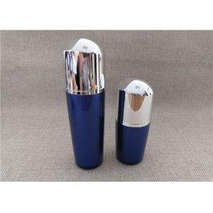 Blue Color Acrylic Lotion Dispenser , Acrylic Empty Lotion Bottles With Pump