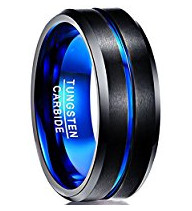 China 8mm Tungsten Carbide Men's Wedding Band Vacuum Plated Black Inlay for Fashionable Design and Mould Making Service on sale