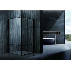 Cheap Black Frame Stripes Shower Enclosures With 6mm Tempered Glass For Morden for sale