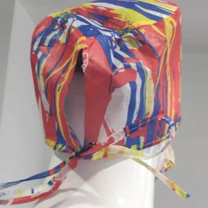 S&J Vibrant Colored Pattern Printed Disposable Surgical Cap Nonwoven Straps Tied