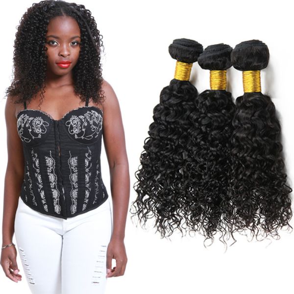 Quality Double Weft Brazilian Water Wave Hair Extensions 3 Bundles No Shedding wholesale