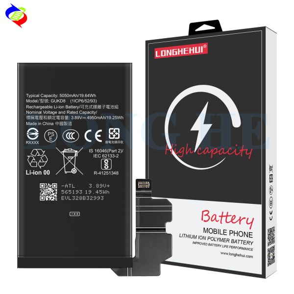Black Mobile Phone Battery For Pixel 8 Pro 3.89V 5050 mah GUKD8 Lithium ion