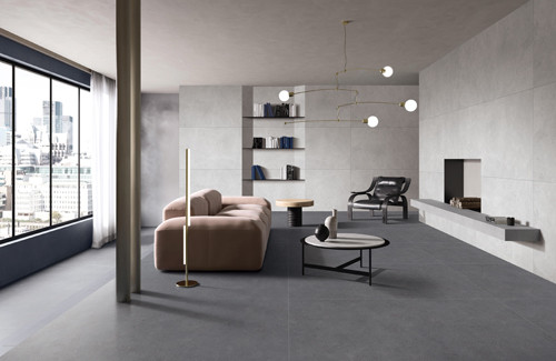 Quality Digital Glaze R9 Cement Look Ceramic Floor Tiles Dark Grey wholesale