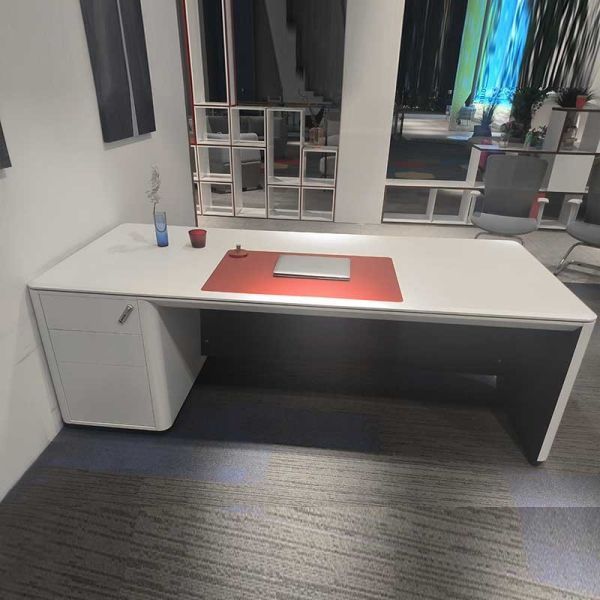 Quality Luxury White Mdf CEO Ergonomic Executive Manager Desk With Drawers wholesale