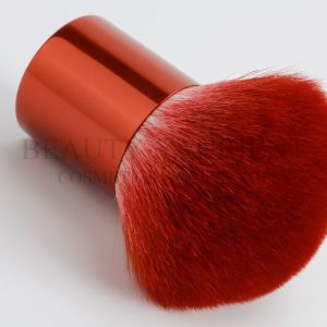 Red Metalized Handle Kabuki Bronzer Brush Daily Makeup Tools High Performance