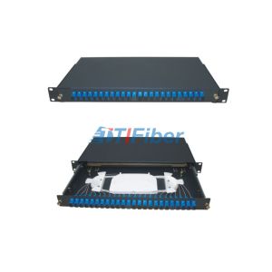 Sliding 1u 24 Port Patch Panel With Drawer And 0.9mm Fiber Pigtail
