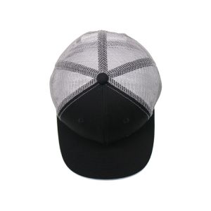 5 Panels Flat Brim Blank Snapback Trucker Caps Solid Plain Cotton Twill Mesh Men
