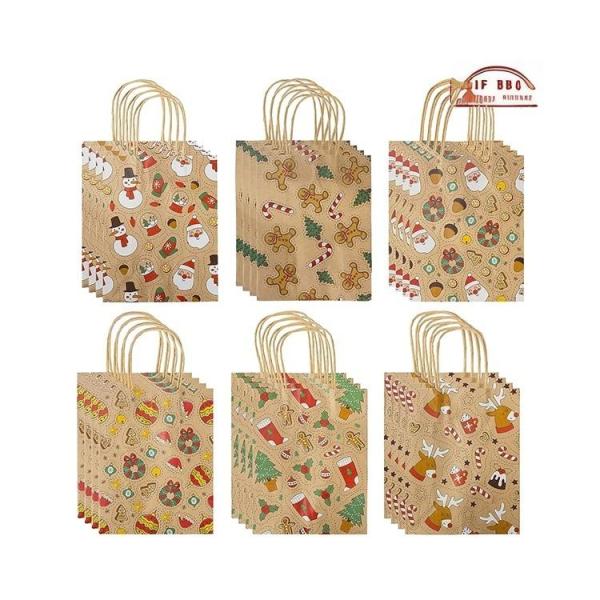 Quality Recyclable Kraft Brown Paper Gift Bags Handles Custom Logo for Party Decorations and Packaging White Paper Material wholesale