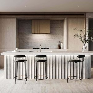 Cheap Custom Modern Complete Island Kitchen Furniture White PVC Wood Cabinet Sets Glass Door for Villa Project MDF Carcase for sale