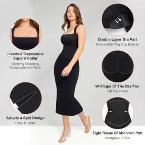 XS-4XL Custom Built-In Shaper Dresses Bodycon Soft Dress with Spaghetti Strap