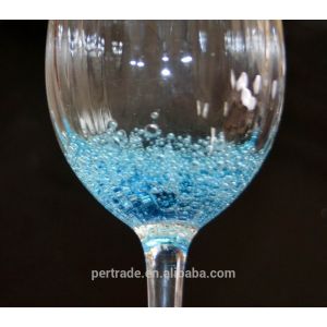 Handmade Ocean Blue Wine Goblet Glass With Sparkling Bubbles