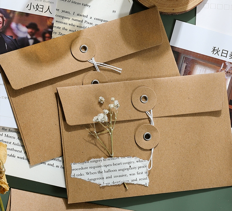 Premium Kraft Paper String Tie Document Envelope Thick Vintage Folder For