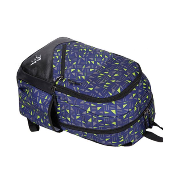 Nylon Casual shcool Backpack for kids blue camouflage with triangle