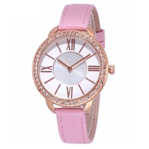 9.8mm Dial Diamond Quartz Watch 2035 Movement Leather Encrusted