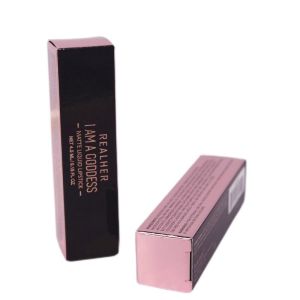 Pink Custom Lipstick Boxes Glossy Lamination 375g Silver Card Paper Material,