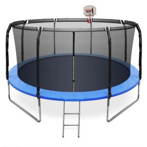 14 FT Trampoline with Basketball Hoop with Safety Enclosure Net
