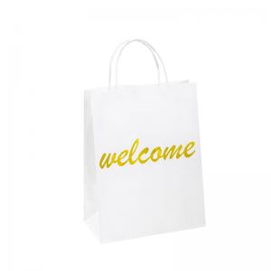 Cheap White Packaging Kraft Paper Bags Wholesale Custom Logo Paper Recyclable Take Away Bag for sale