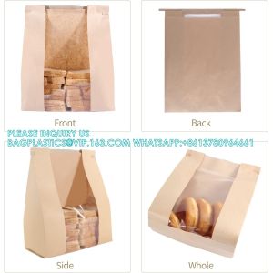 Large Kraft Paper Bread Bags Homemade Bread Loaf Bags 14" X 8.3" X 3.5" With Tin
