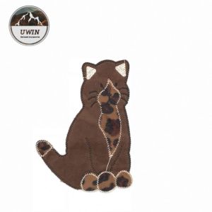 Towel Embroidery Cat Sew On Patches , Dark Brown Garfield Sew On Decorative