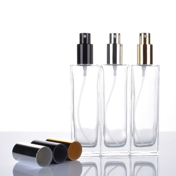 Quality 50ml Refillable Glass Perfume Spray Bottles Round Shape With Atomizer wholesale