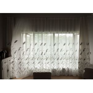 Country Style white window curtains , Embroidered modern bedroom curtains