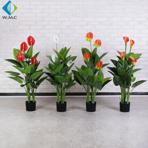 Customized Faux Potted Plants , 1m Height Potted Artificial Calla Lily