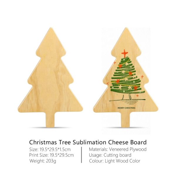 Christmas Tree Shape Blank Pizza Breads Wooden Food Tray Wood Sublimation Cheese Chopping Board