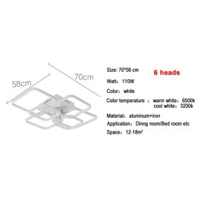 Rectangle ceiling Lights Acrylic Lampshade Square Rings For Living Room Bedroom