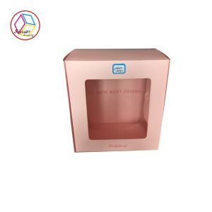 Pink Small Cardboard Presentation Boxes With Transparent PVC Window