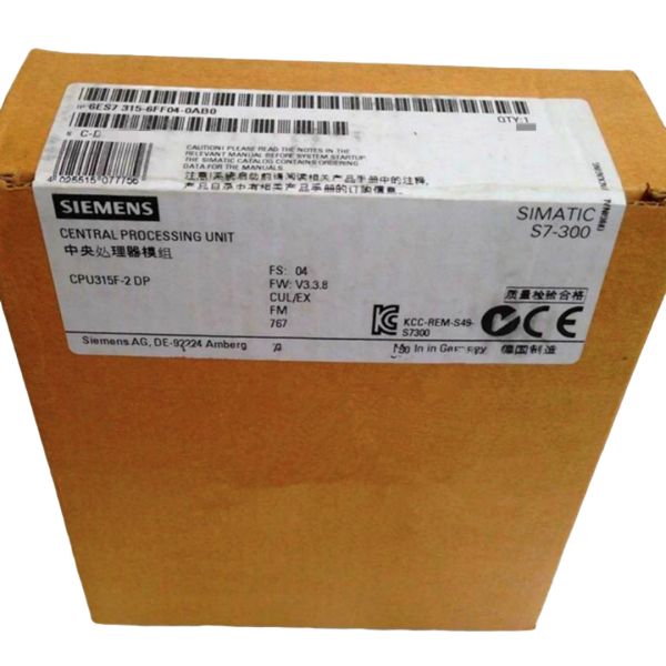 SIEMENS 6ES7315-6FF04-0AB0 SIMATIC S7-300F CPU 315F-2DP FAIL-SAFE MODULE WITH