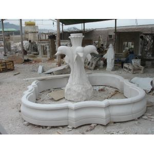 China White Marble Dolphin Statue Stone Garden Fountain Pool on sale