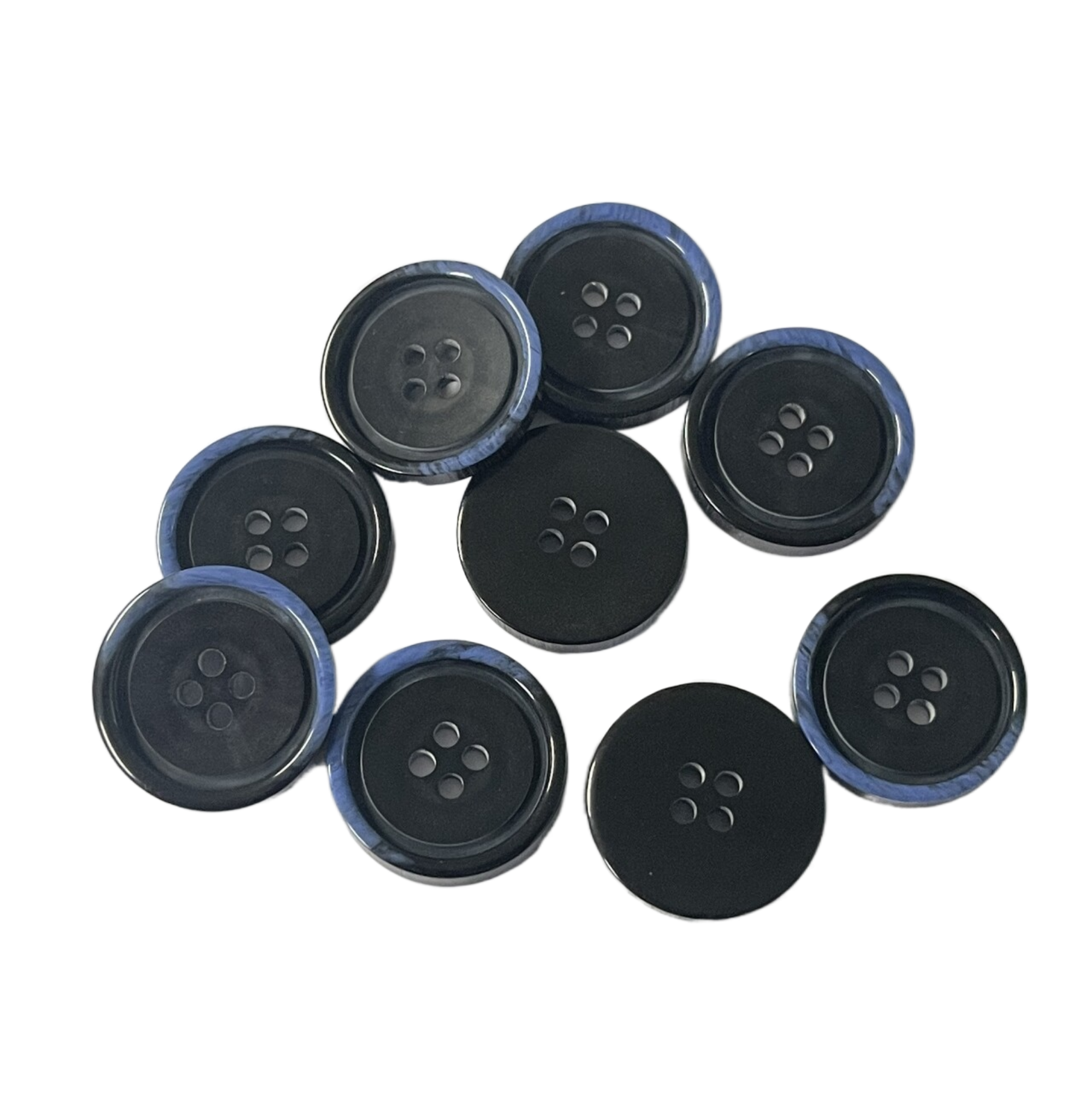 Sewing Plastic Diy Resin Buttons With Faux Horn Half Blue Rim Chalk Back In 32L 4 Hole