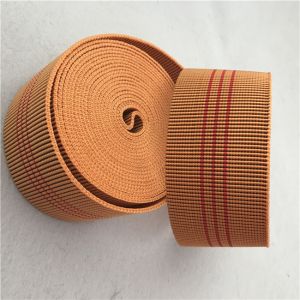 60mm Orange Color Outdoor Furniture Webbing 20%-30% Elongation With 3 Red Lines