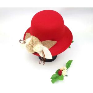 100% Poly Straw Female Wide Brim Hats With Decorating Flower / Woven Label