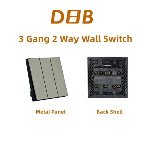 Cheap UK Standard Electrical Wall Switch Metal Panel 2 / 3 / 4 Conjoined Style for sale