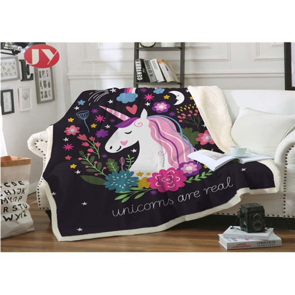 Digital Printing Micro Mink Sherpa Blanket , Double Layer Royal Plush Fleece