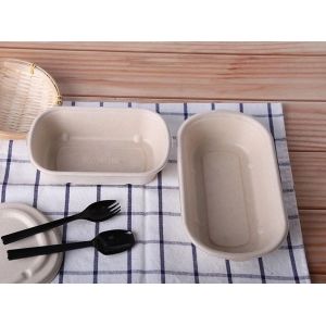 Biodegradable Bamboo Pulp Food Container Microwaveable With Cover Safety